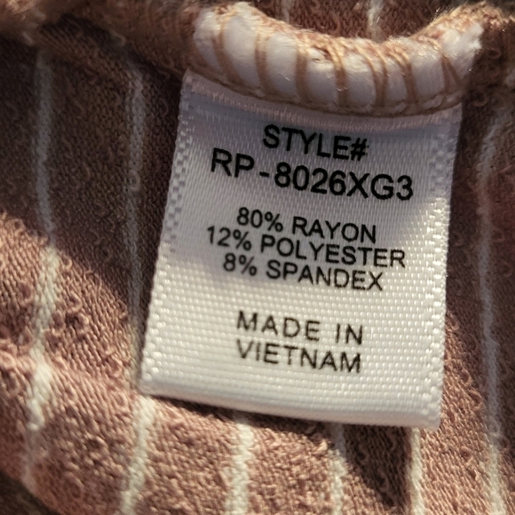 Smocked Stripe Pull-on Stretch Romper in Mocha Size 1X - Picture 10 of 11